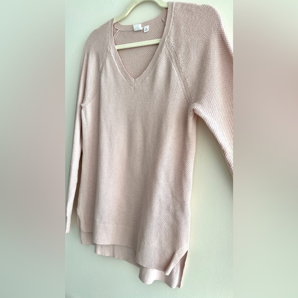 GAP Blush Pink V-Neck Women's Sweater, High-Low Lightweight Knit Sweater, Med - Picture 16 of 16